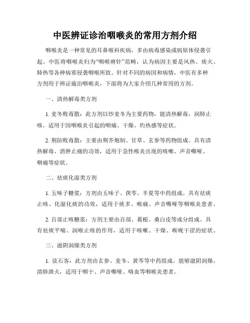 中医辨证诊治咽喉炎的常用方剂介绍