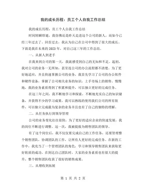 我的成长历程：员工个人自我工作总结