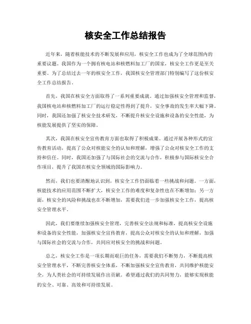 核安全工作总结报告