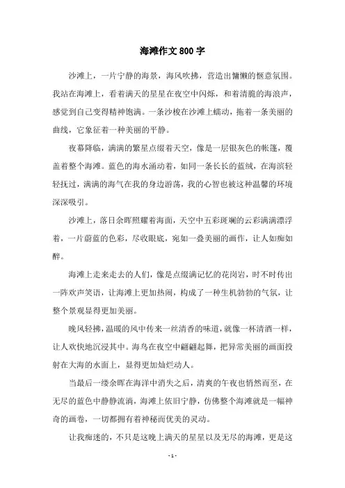 海滩作文800字