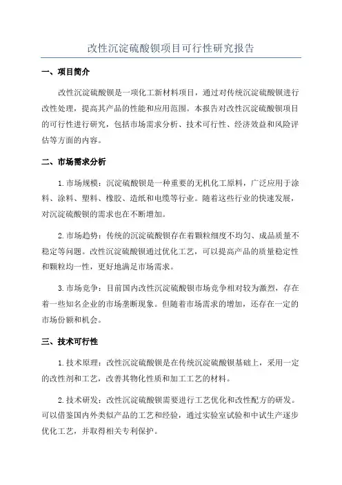 改性沉淀硫酸钡项目可行性研究报告
