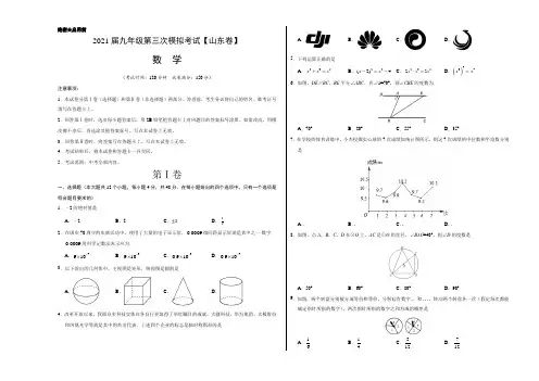(山东卷)2021年中考数学第三次模拟考试(A3考试版)