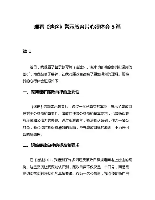 观看《迷途》警示教育片心得体会5篇