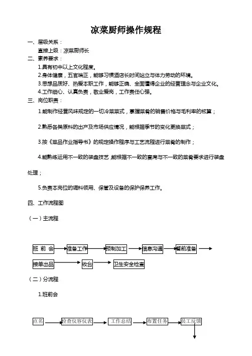 凉菜厨师操作规程