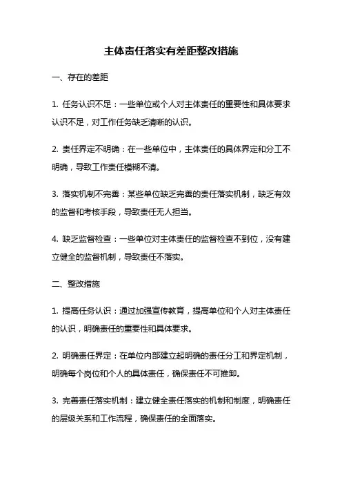 主体责任落实有差距整改措施