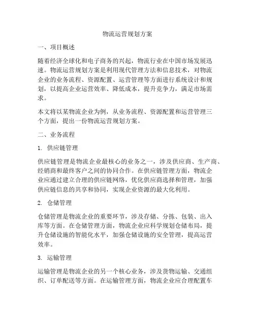 物流运营规划方案