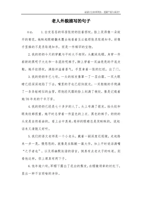 老人外貌描写的句子