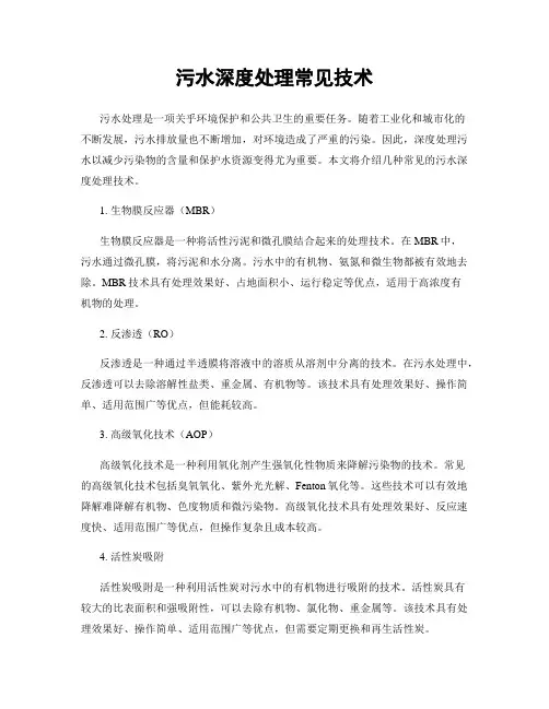 污水深度处理常见技术
