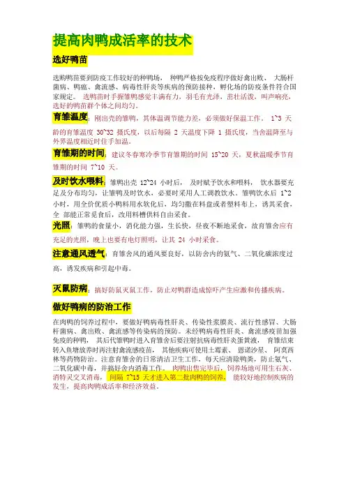 肉鸭药物预防程序