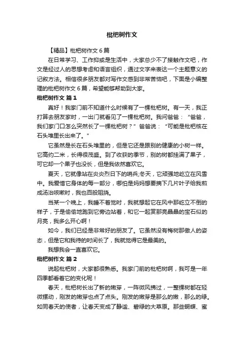 【精品】枇杷树作文6篇