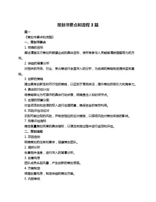 策划书要点和流程3篇