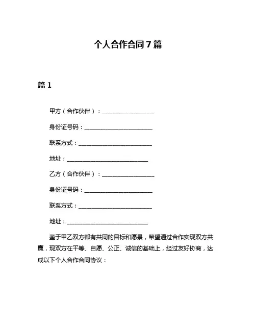 个人合作合同7篇