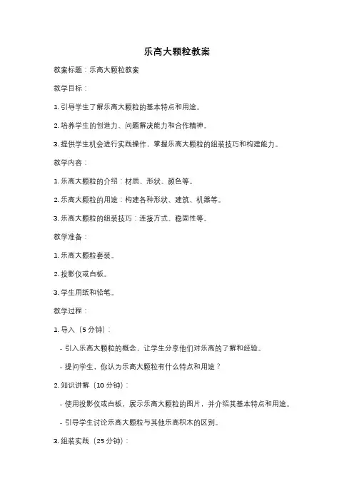 乐高大颗粒教案