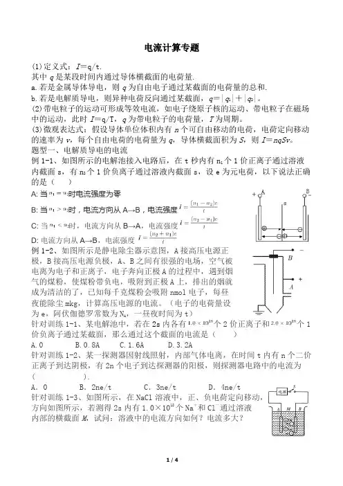 电流的计算专题(专题应用)