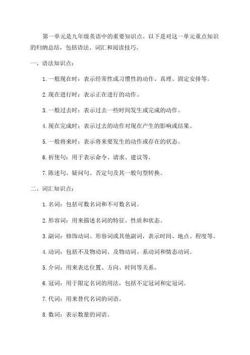九年级英语知识点归纳第一单元