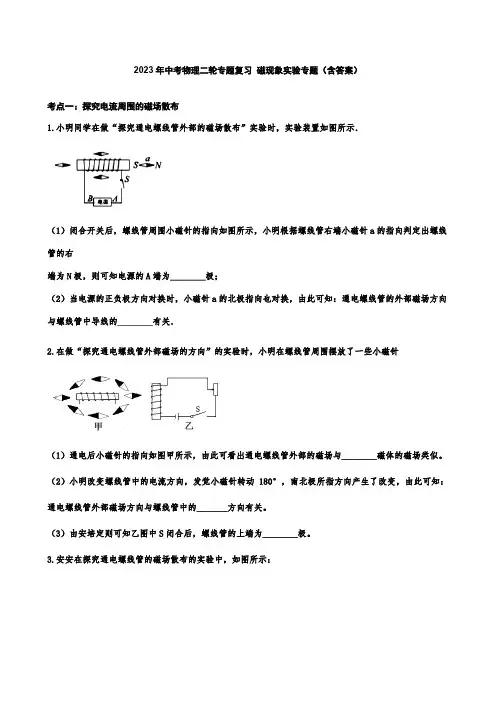 2023年中考物理二轮专题复习 磁现象实验专题(含答案)