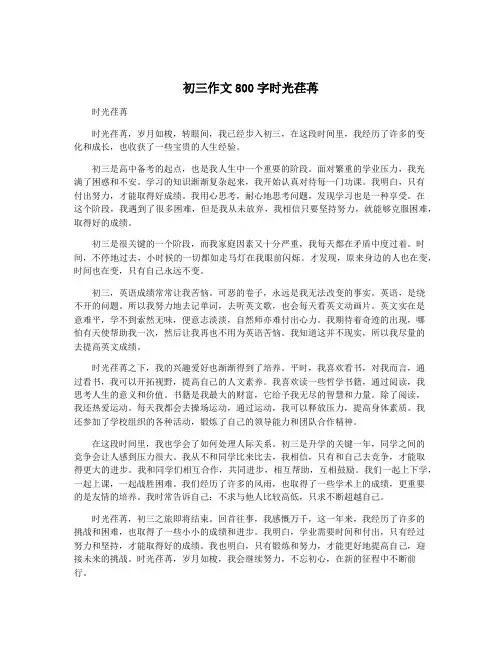 初三作文800字时光荏苒
