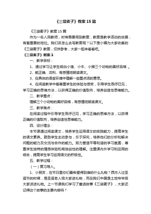 《三袋麦子》教案15篇