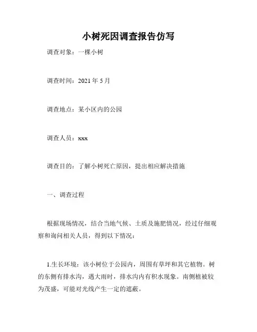 小树死因调查报告仿写