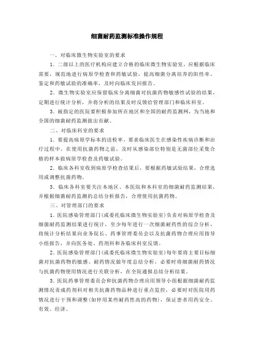 细菌耐药监测标准操作规程(最全)