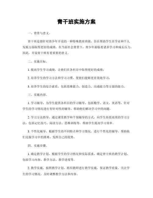 青干班实施方案