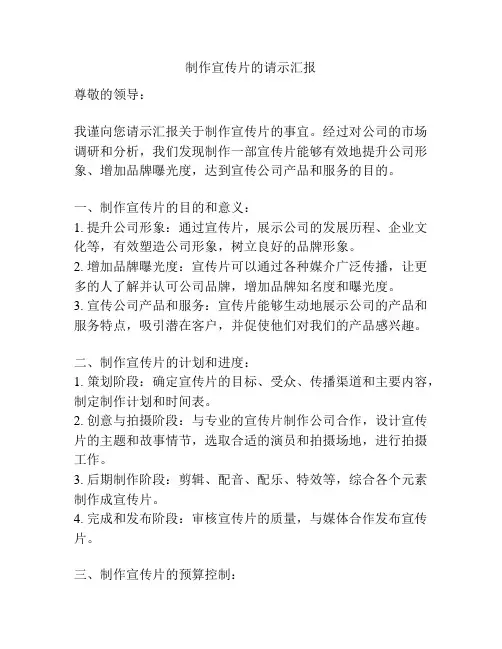 制作宣传片的请示汇报
