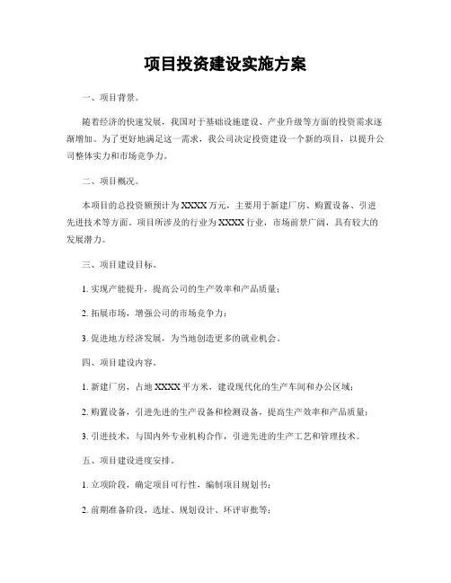 项目投资建设实施方案