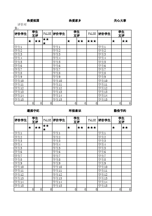学生综合素质评价互评统计表