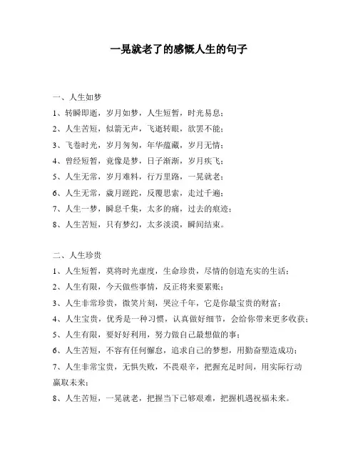 一晃就老了的感慨人生的句子