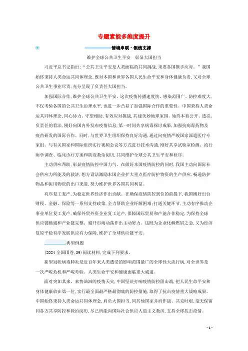 2024高考政治二轮总复习专题六国际社会与外交政策专题素能多维度提升学案