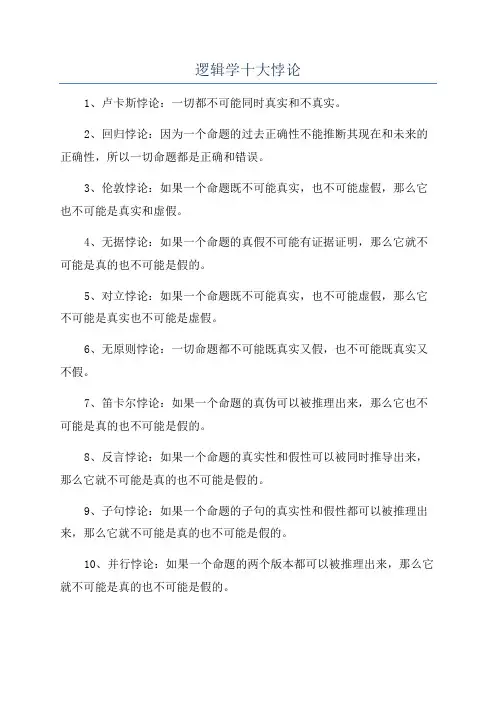逻辑学十大悖论