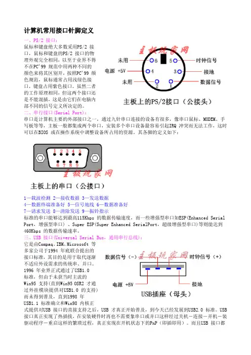 计算机常用接口针脚定义