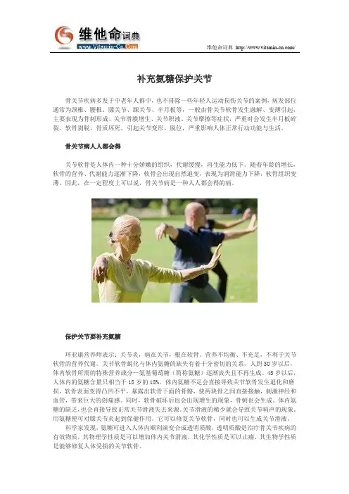 补充氨糖保护关节