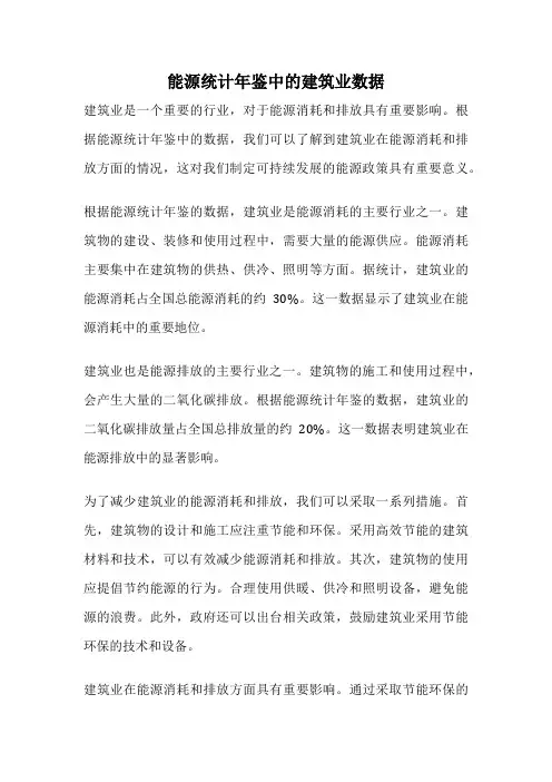 能源统计年鉴中的建筑业数据