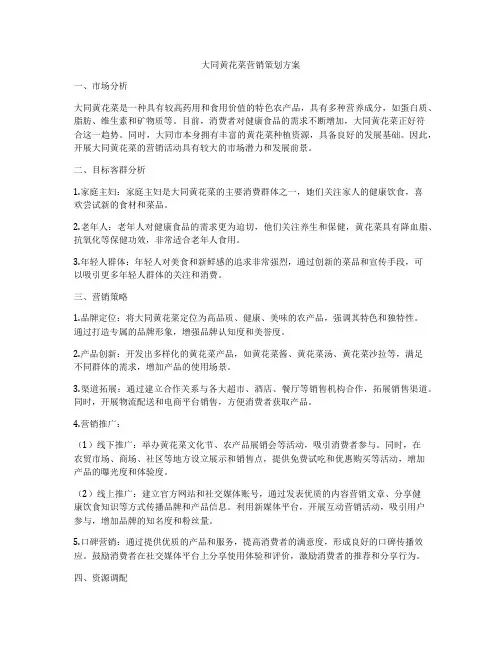 大同黄花菜营销策划方案