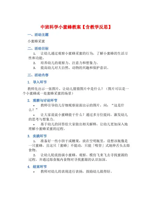 中班科学小蜜蜂教案【含教学反思】