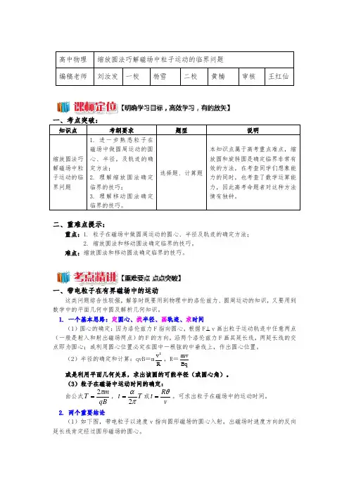 缩放圆法巧解磁场中粒子运动的临界问题