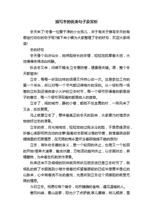 描写冬的优美句子及赏析