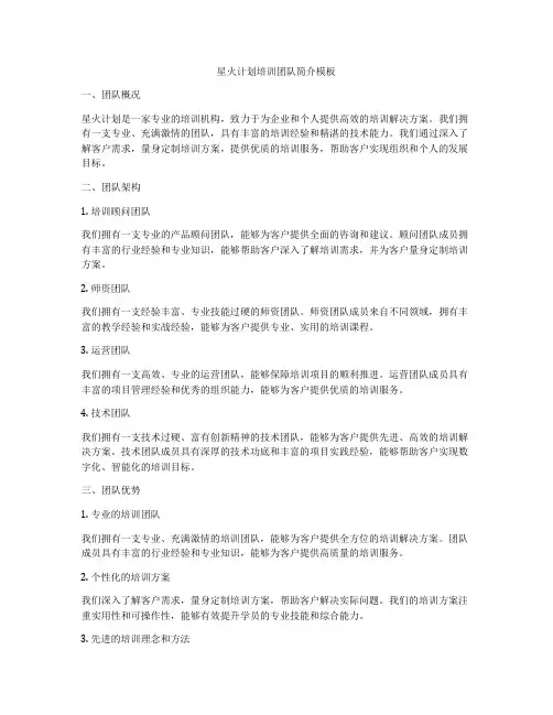 星火计划培训团队简介模板