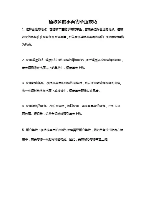 植被多的水面钓草鱼技巧
