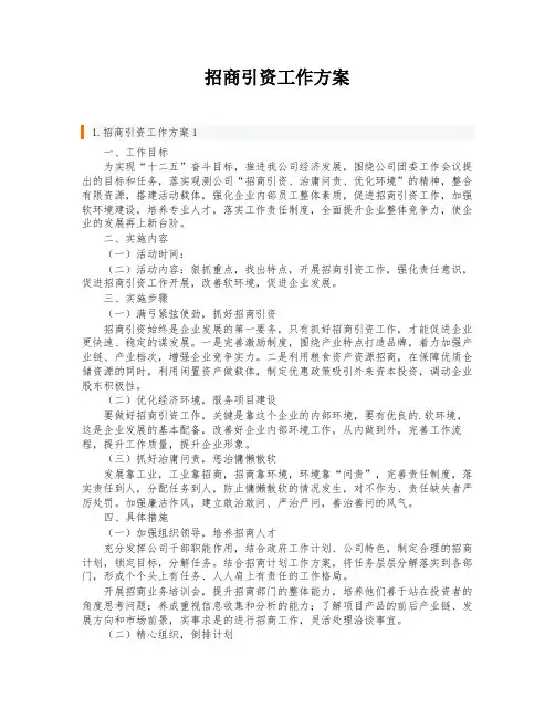 招商引资工作方案