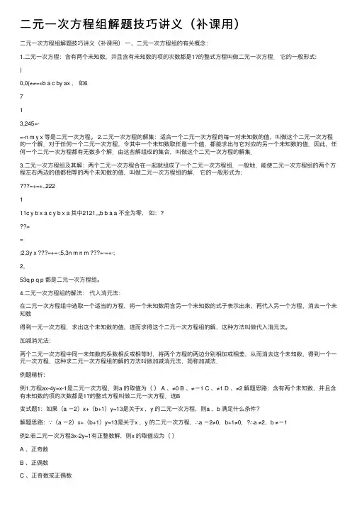 二元一次方程组解题技巧讲义（补课用）