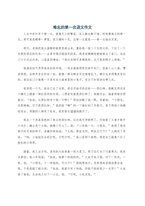 难忘的第一次语文作文