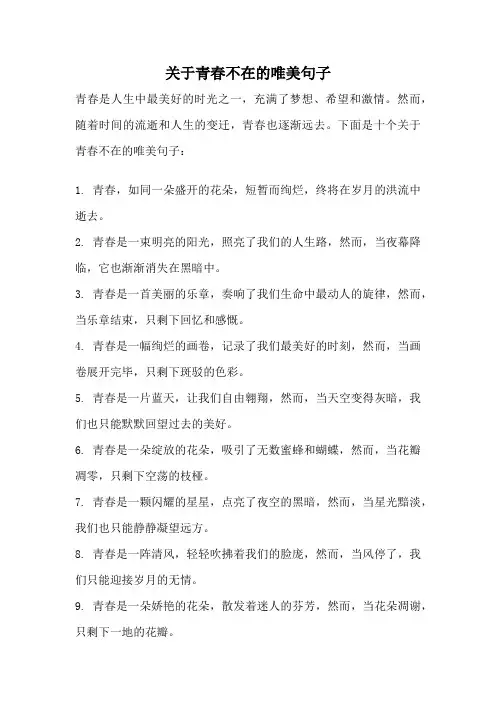 关于青春不在的唯美句子