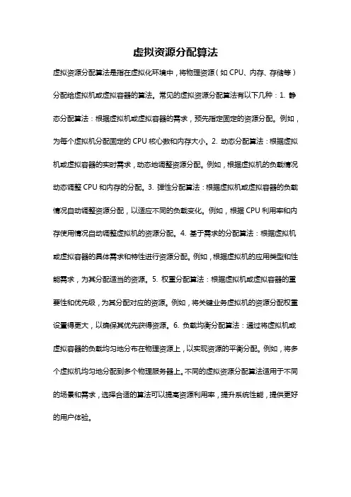 虚拟资源分配算法
