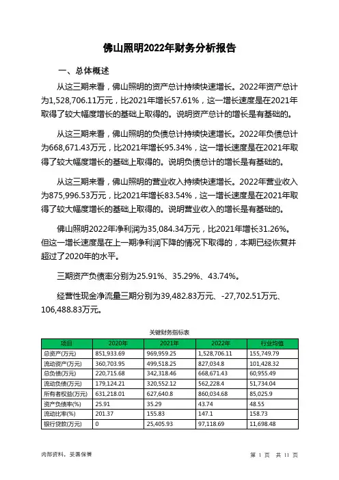 000541佛山照明2022年财务分析报告-银行版