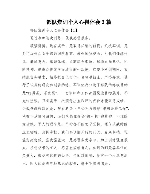 部队集训个人心得体会3篇