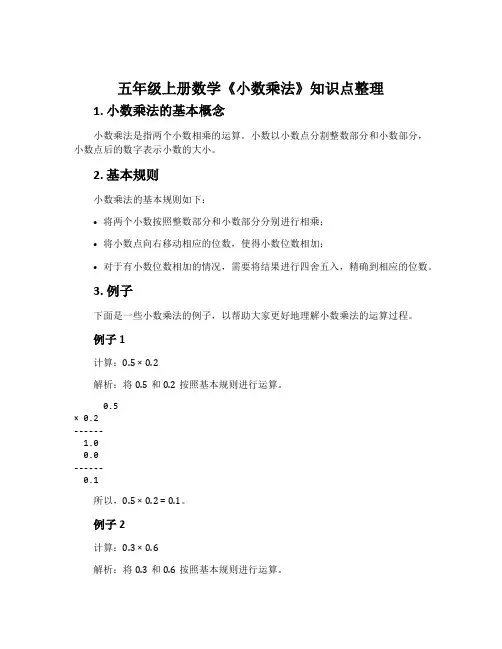 五年级上册数学《小数乘法》知识点整理