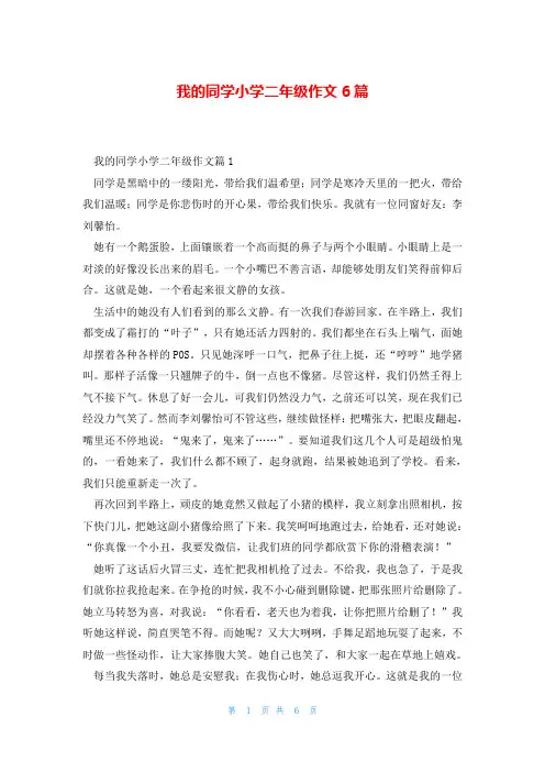 我的同学小学二年级作文6篇