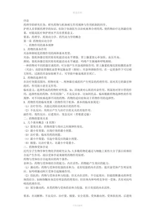 护理药理学考试重点